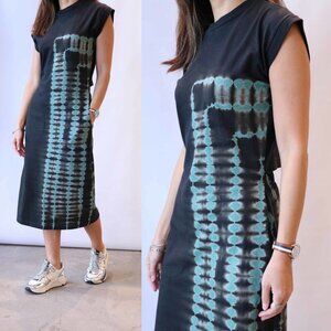 John Elliott Reconstructed Tie Dye Midi tunic cotton jersey shirt Dress black